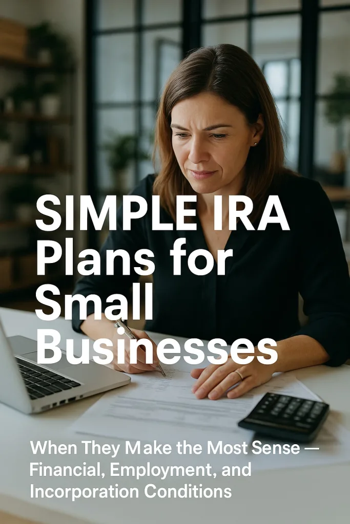 SIMPLE IRA Plans for Small Businesses When They Make the Most Sense Financial Employment and Incorporation Conditions